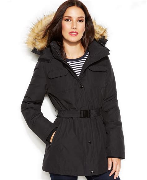 faux fur trim down coat michael kors|michael kors puffer jacket.